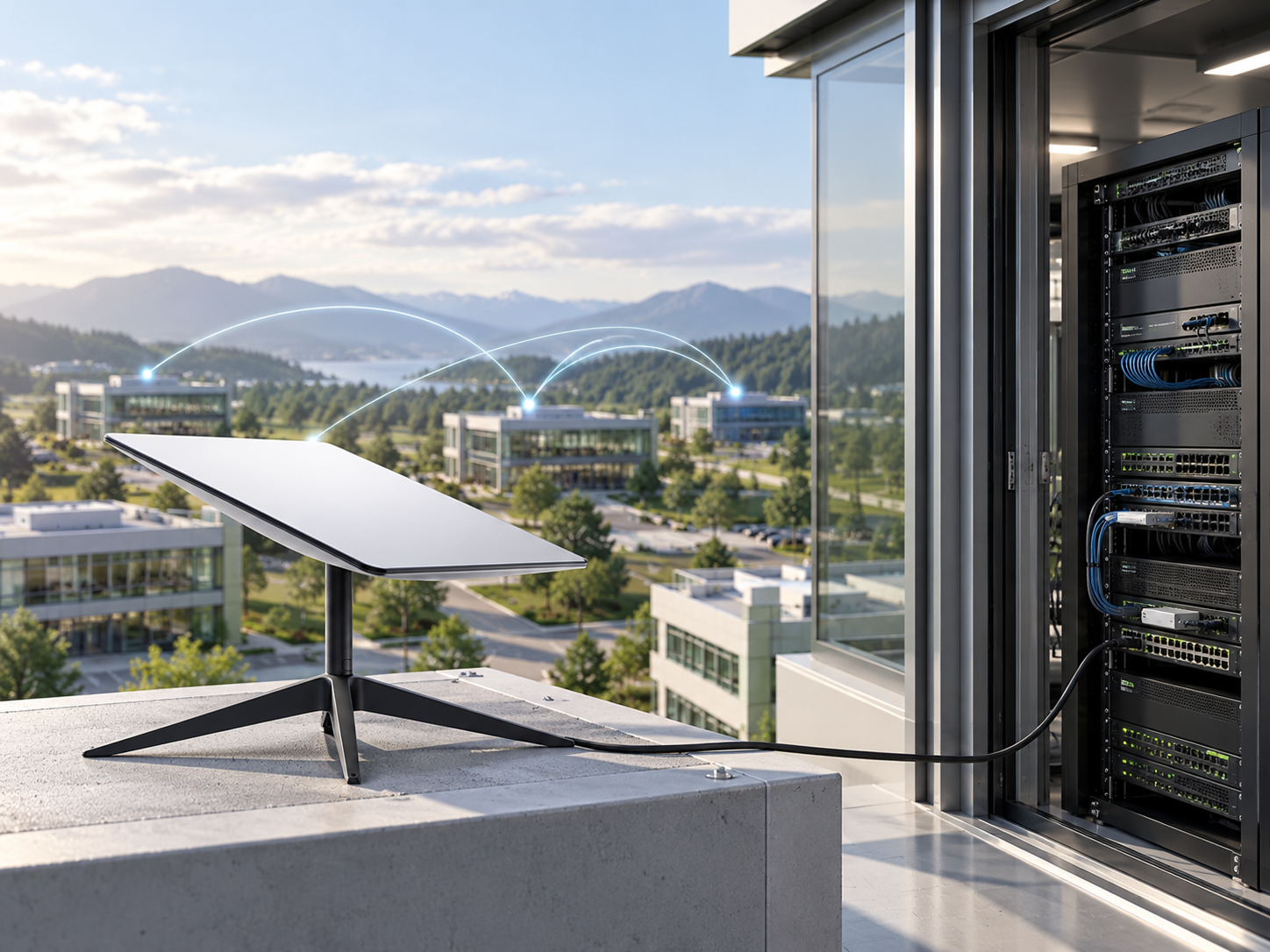Starlink integrated with enterprise network infrastructure across a campus environment