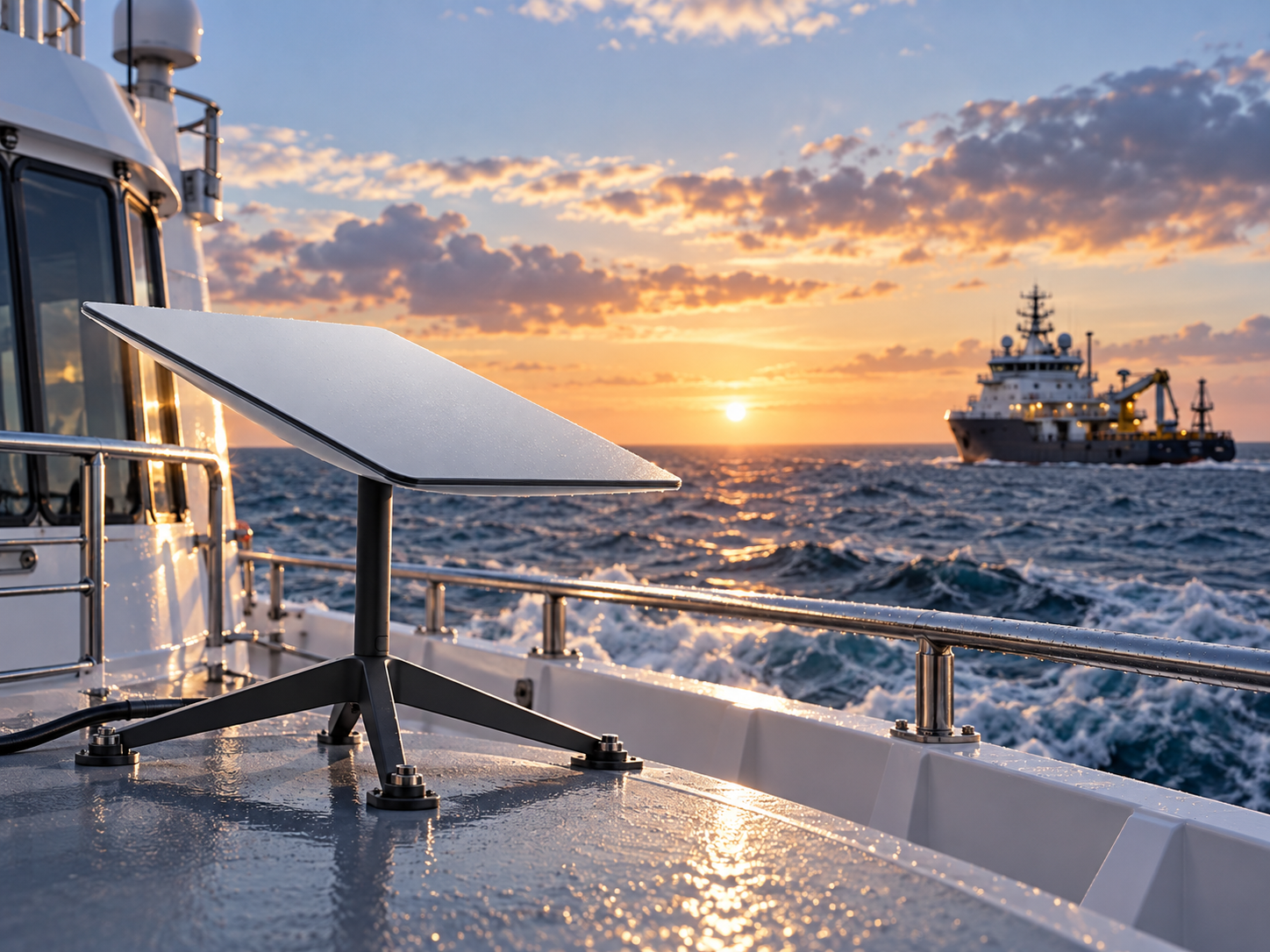 Starlink maritime connectivity on a vessel at sea